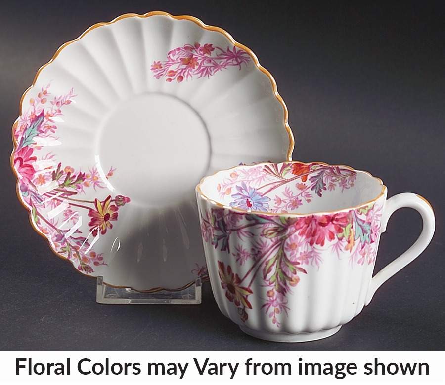 Chelsea Garden (Mustard Trim) Footed Cup & Saucer Set by Spode-1