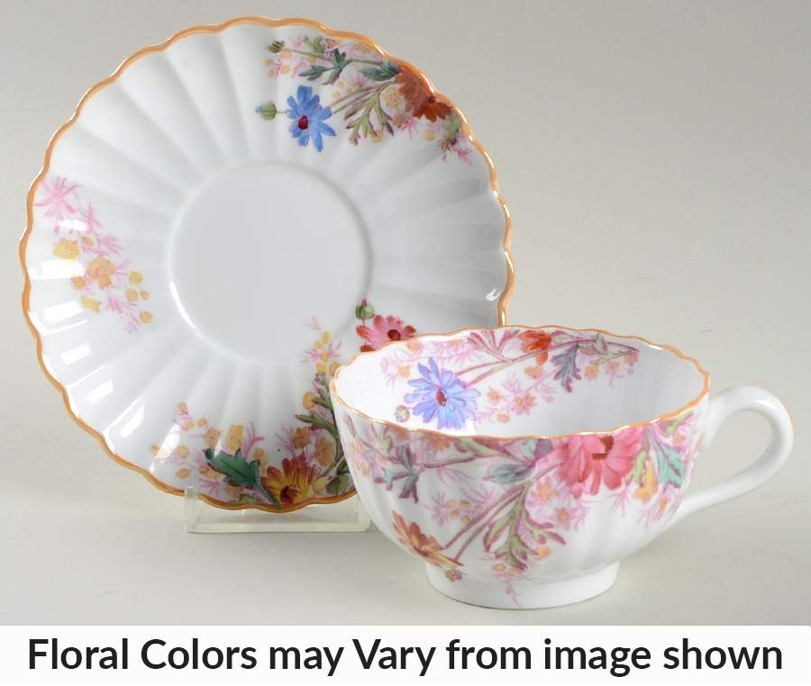 Chelsea Garden (Mustard Trim) Footed Cup & Saucer Set by Spode-1