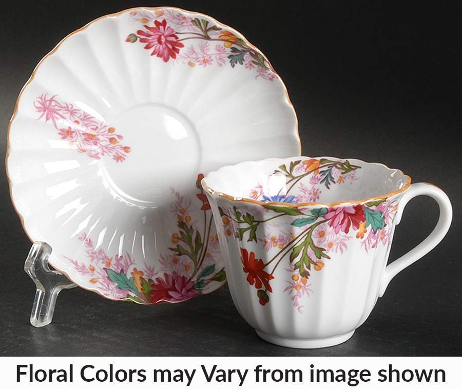 Chelsea Garden (Mustard Trim) Footed Cup & Saucer Set by Spode-1