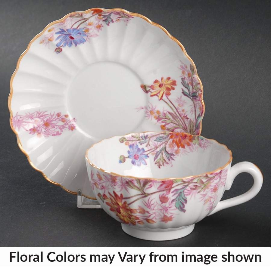 Chelsea Garden (Mustard Trim) Footed Cup & Saucer Set by Spode-1