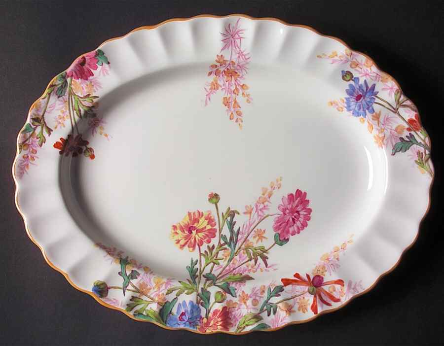 Chelsea Garden (Mustard Trim) 10" Oval Serving Platter by Spode-1