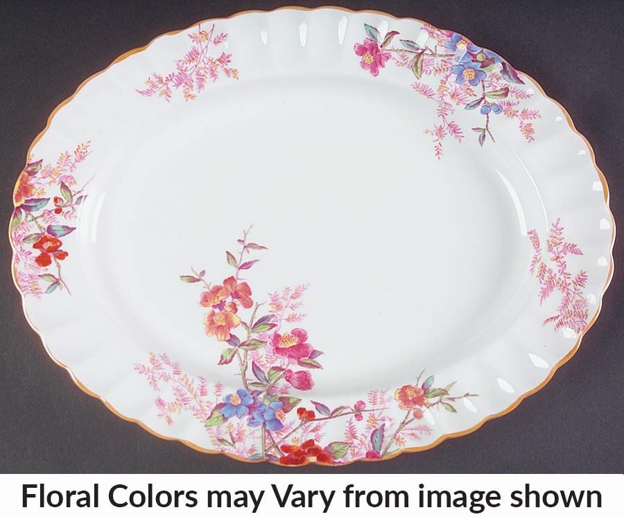 Chelsea Garden (Mustard Trim) 12" Oval Serving Platter by Spode-1