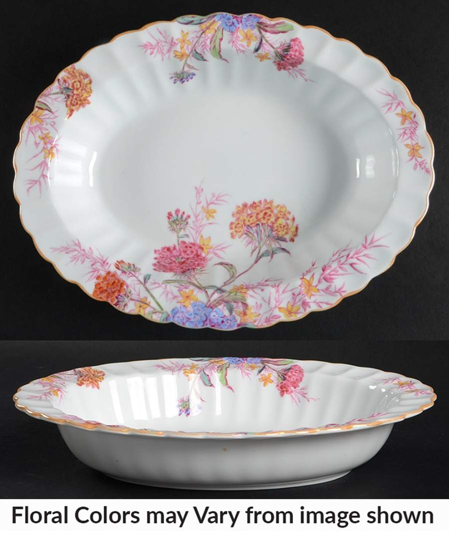 Chelsea Garden (Mustard Trim) 9" Oval Vegetable Bowl by Spode-1