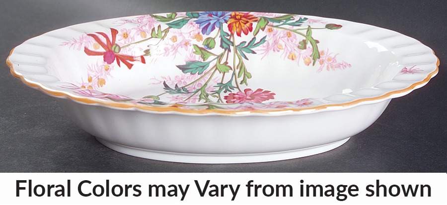 Chelsea Garden (Mustard Trim) 9" Oval Vegetable Bowl by Spode-1