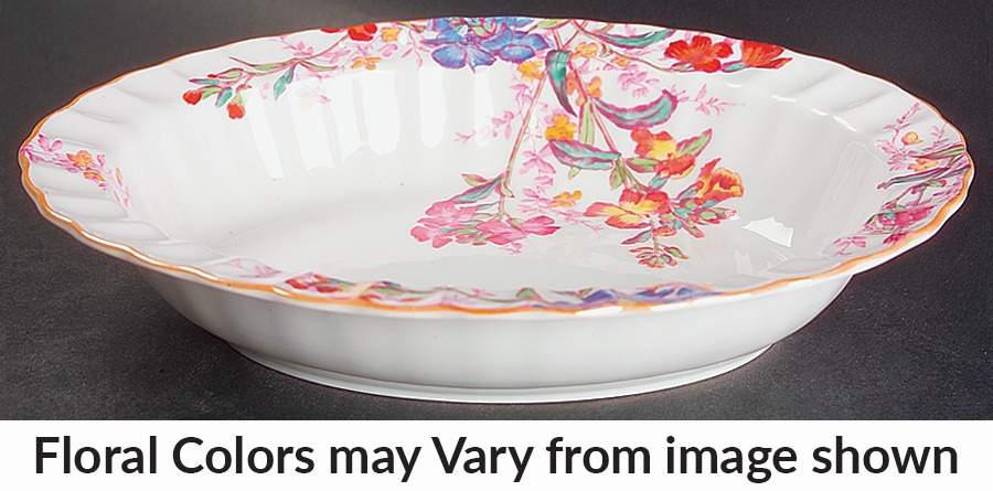 Chelsea Garden (Mustard Trim) 9" Oval Vegetable Bowl by Spode-1
