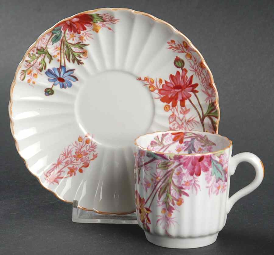 Chelsea Garden (Mustard Trim) Flat Demitasse Cup & Saucer Set by Spode-1