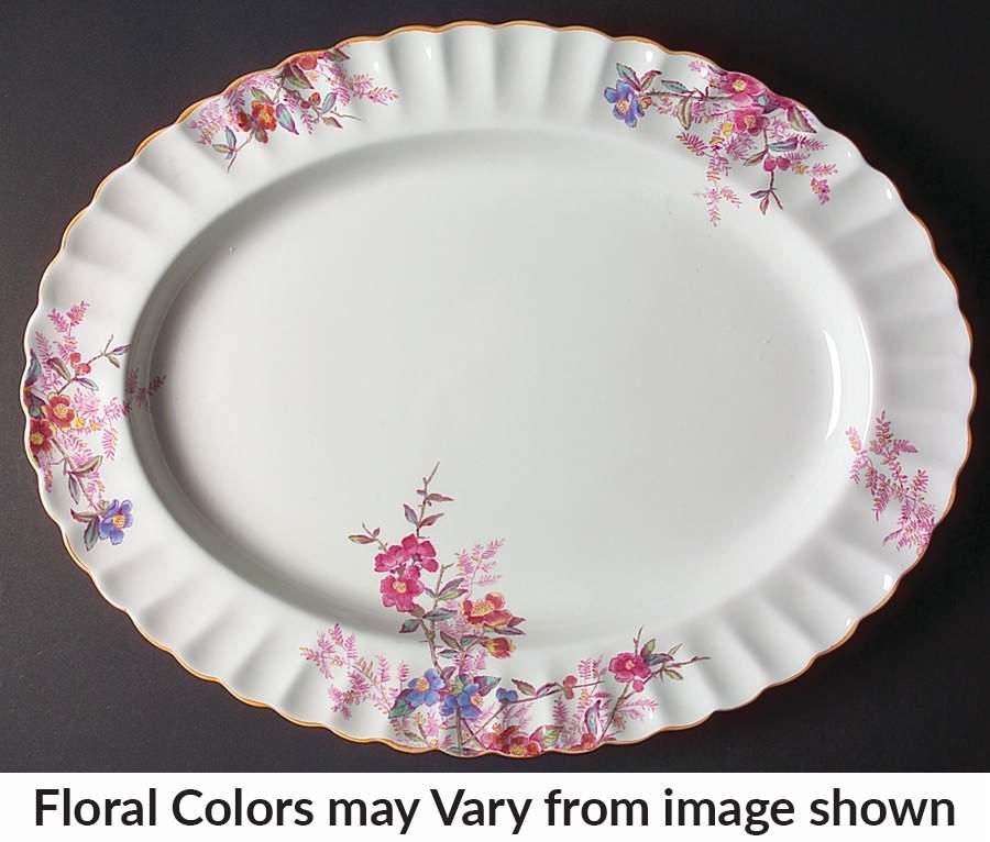 Chelsea Garden (Mustard Trim) 16" Oval Serving Platter by Spode-1