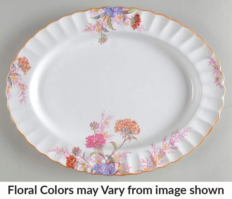 Chelsea Garden (Mustard Trim) 14" Oval Serving Platter by Spode-1
