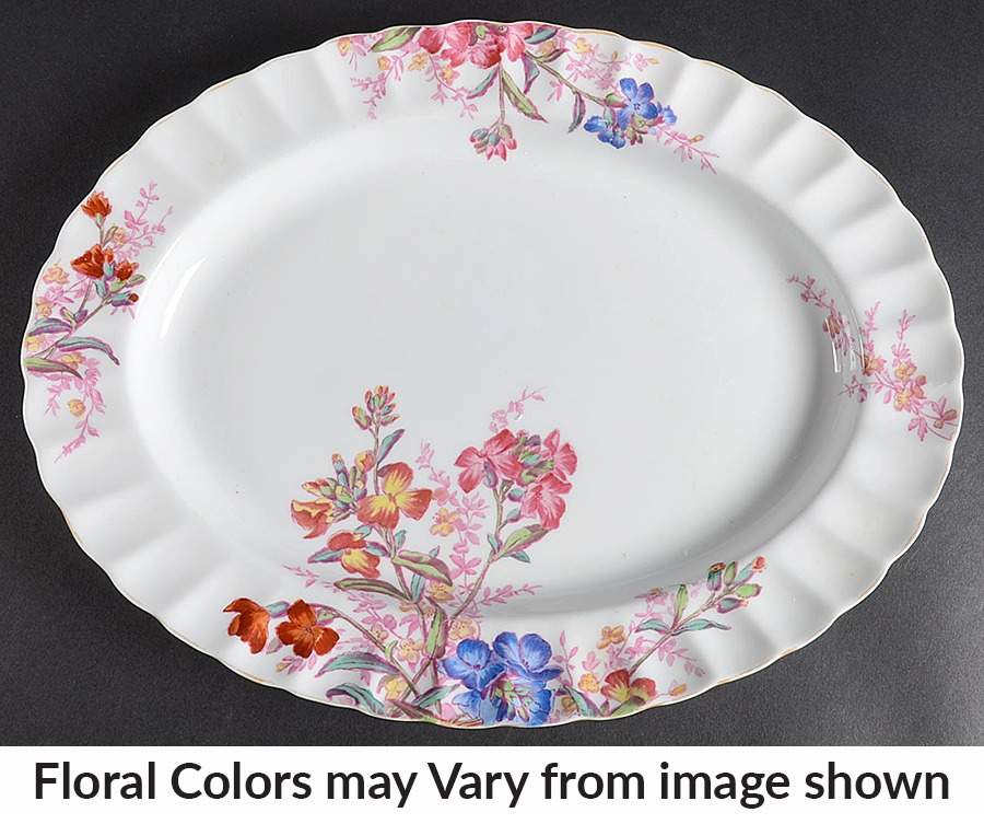 Chelsea Garden (Mustard Trim) 12" Oval Serving Platter by Spode-1