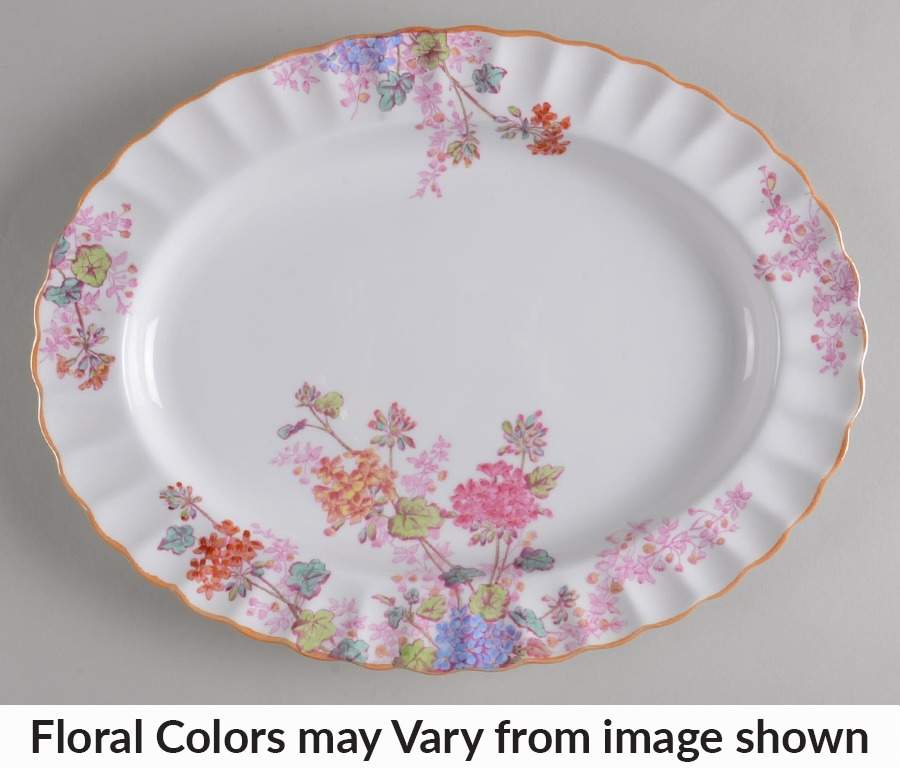 Chelsea Garden (Mustard Trim) 12" Oval Serving Platter by Spode-1