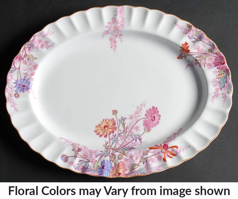 Chelsea Garden (Mustard Trim) 12" Oval Serving Platter by Spode-1