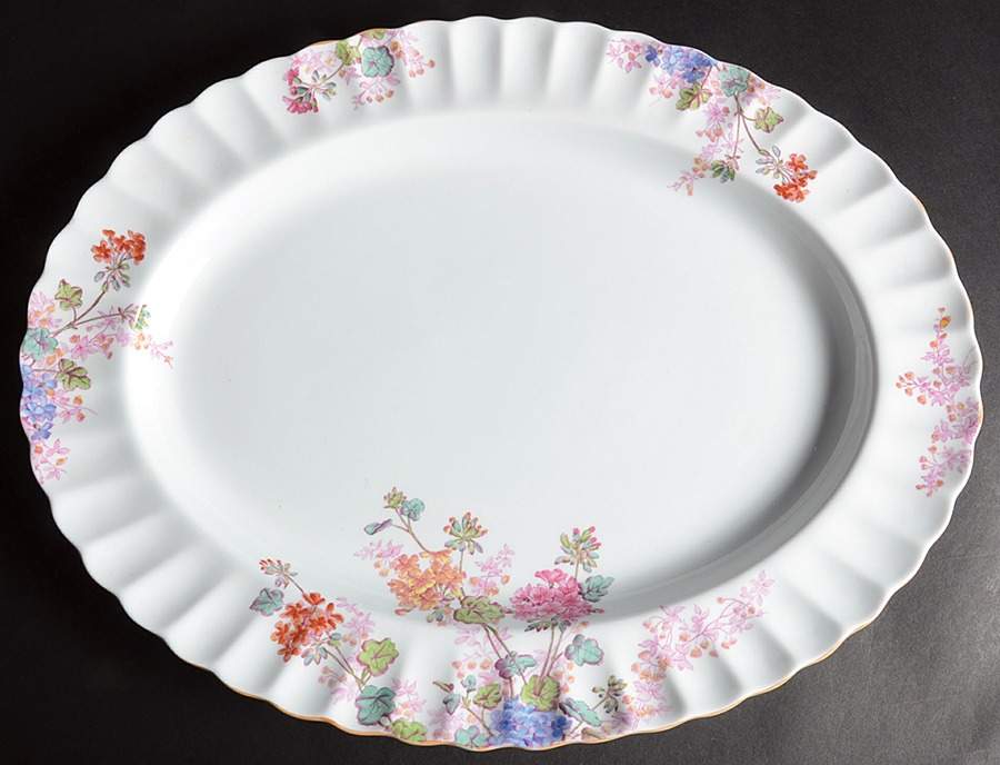 Chelsea Garden (Mustard Trim) 16" Oval Serving Platter by Spode-1