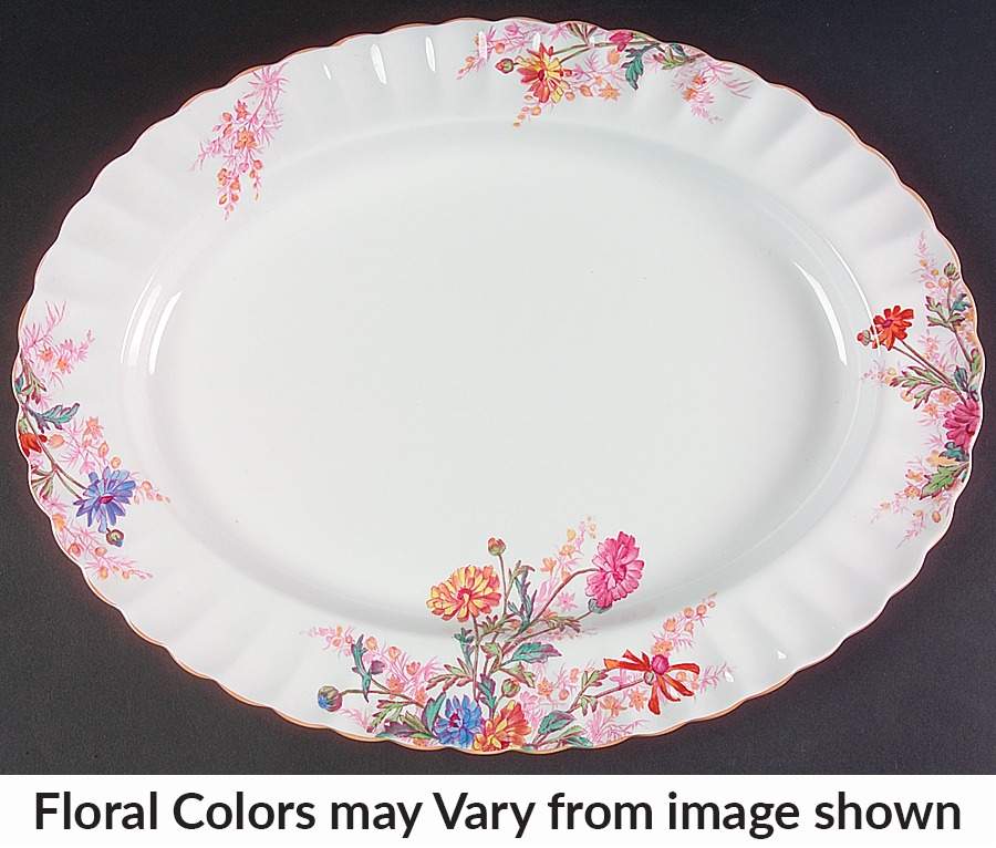 Chelsea Garden (Mustard Trim) 16" Oval Serving Platter by Spode-1