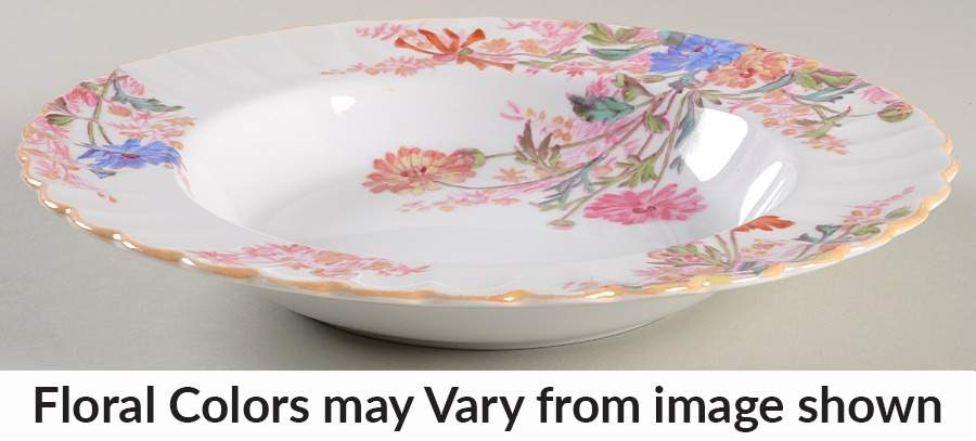 Chelsea Garden (Mustard Trim) Large Rim Soup Bowl by Spode-1