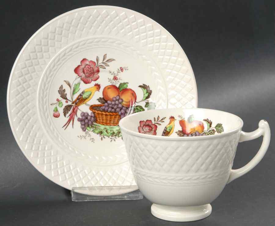 Cherry Picker (Mansard Shape) Footed Cup & Saucer Set by Spode-1