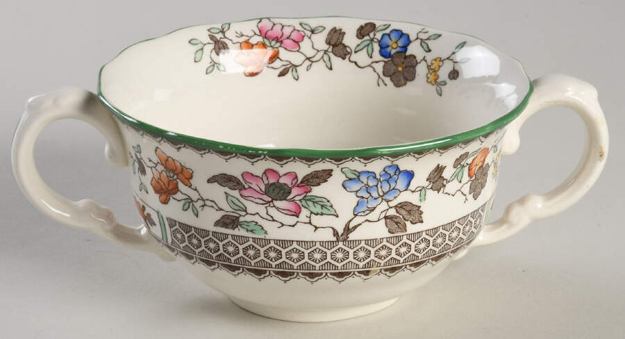 Chinese Rose Bone Flat Cream Soup Bowl by Spode-1