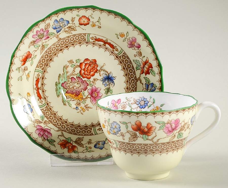 Chinese Rose Bone Footed Cup & Saucer Set by Spode-1