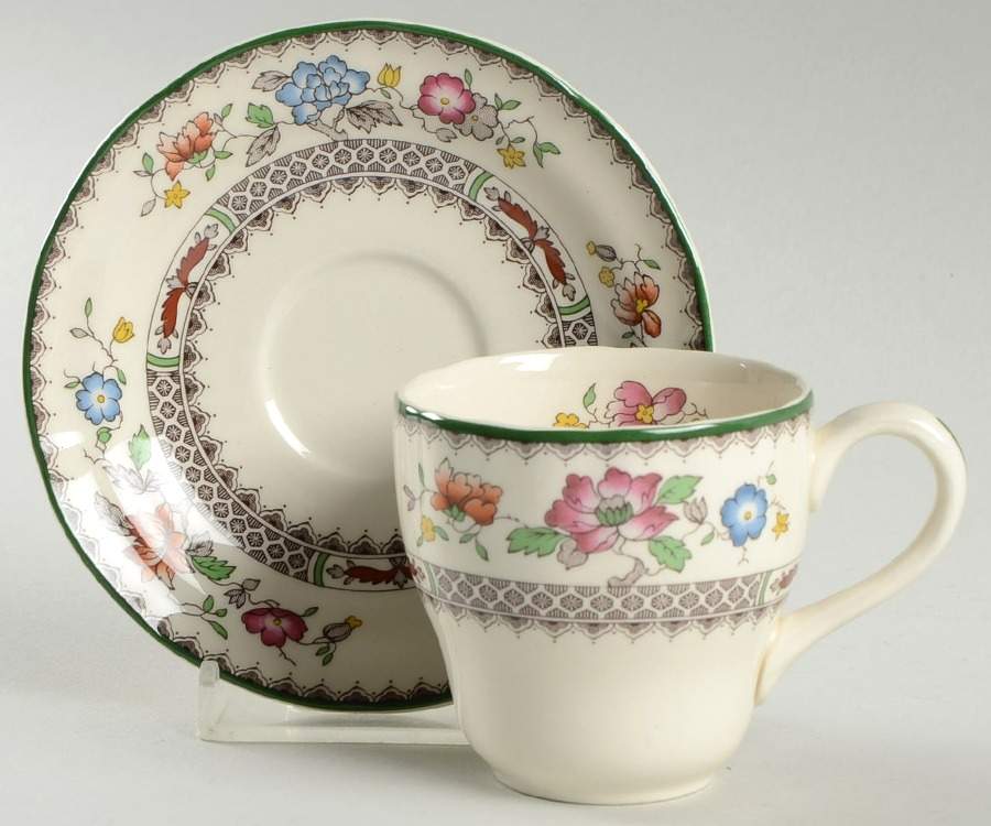 Chinese Rose Bone Footed Demitasse Cup & Saucer Set by Spode-1