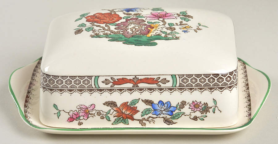 Chinese Rose Square Covered Butter by Spode-1
