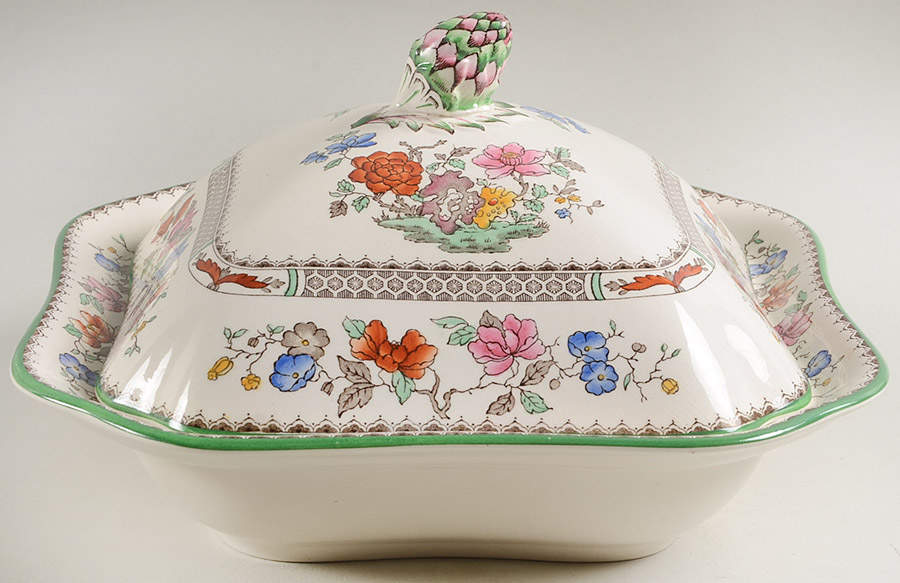 Chinese Rose Square Covered Vegetable by Spode-1