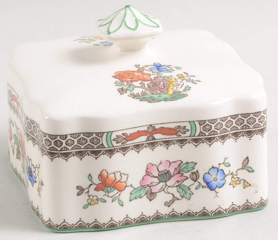 Chinese Rose Lid for Square Butter by Spode-1