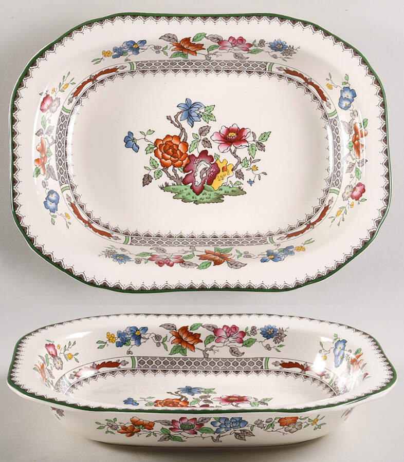 Chinese Rose 9" Oval Vegetable Bowl by Spode-1