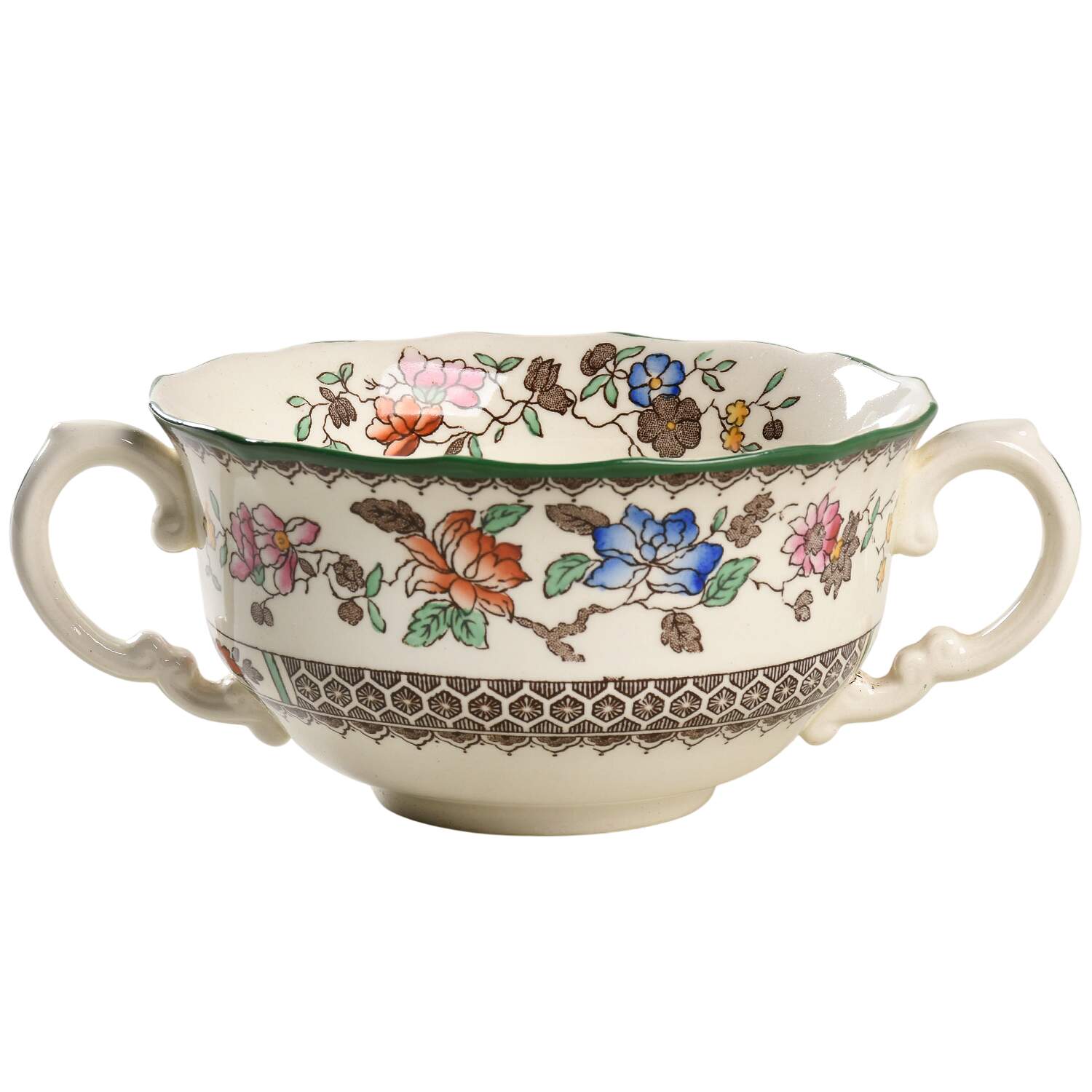 Chinese Rose Footed Cream Soup Bowl by Spode-1