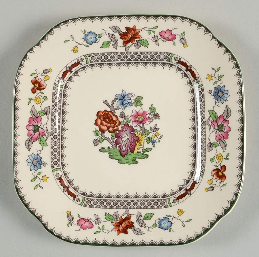 Chinese Rose Square Bread & Butter Plate by Spode-1