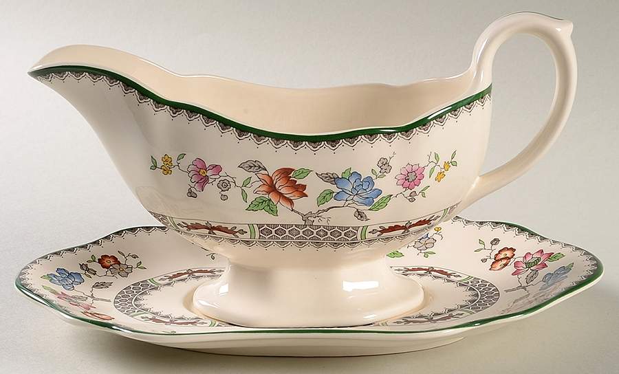 Chinese Rose Gravy Boat & Underplate by Spode-1