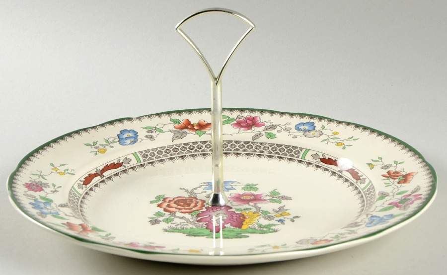 Chinese Rose Round Serving Plate with Handle (DP) by Spode-1