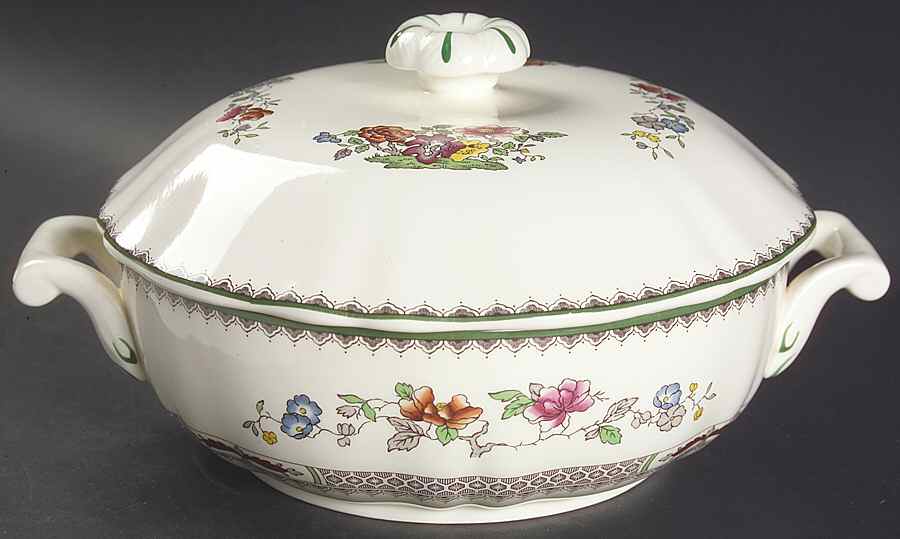 Chinese Rose Round Covered Vegetable by Spode-1