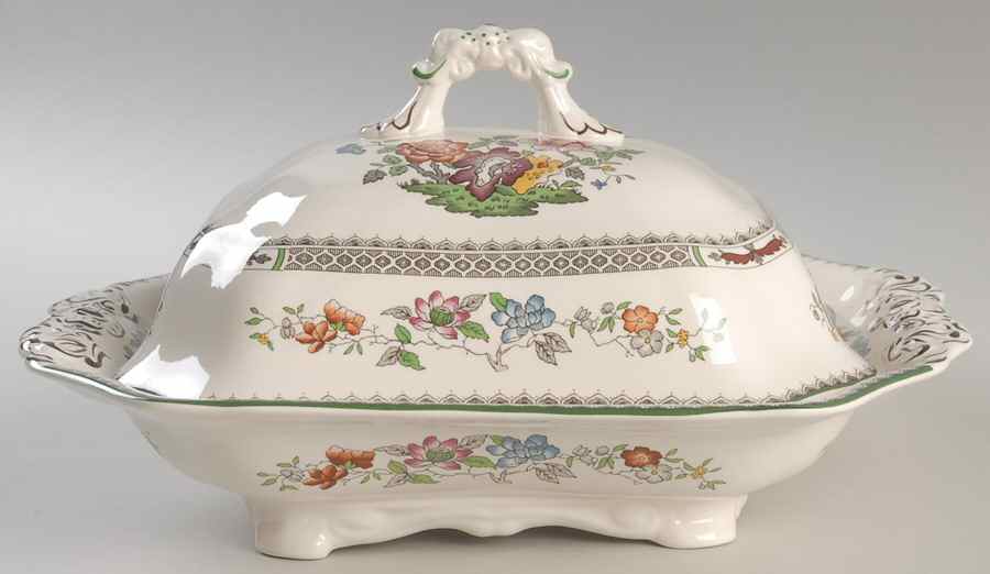 Chinese Rose Rectangular Covered Vegetable by Spode-1