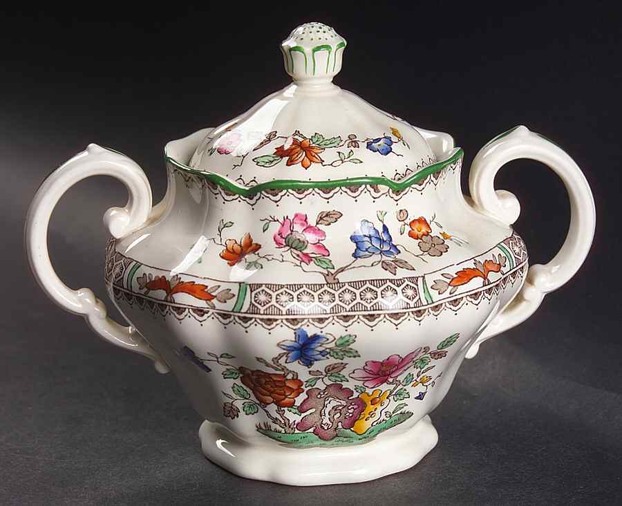 Chinese Rose Sugar Bowl & Lid by Spode-1
