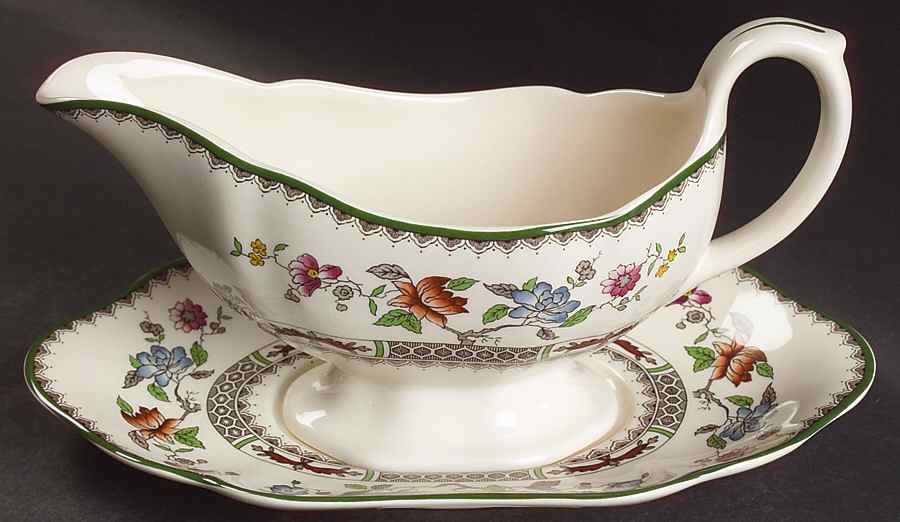 Chinese Rose Gravy Boat & Underplate by Spode-1