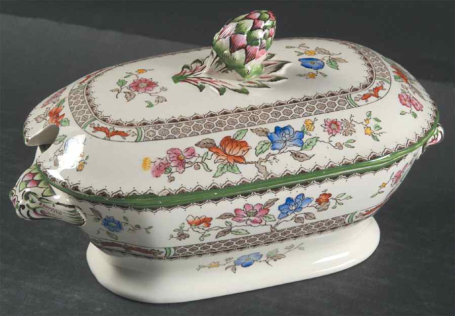 Chinese Rose Sauce Boat & Lid by Spode-1