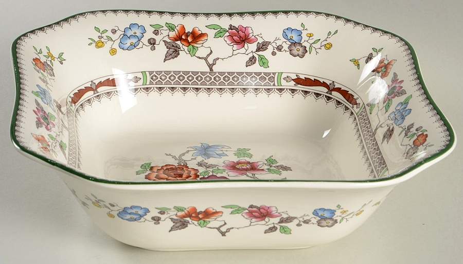 Chinese Rose 9" Square Vegetable Bowl by Spode-1