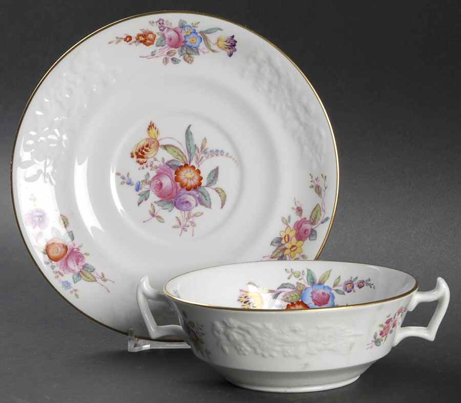 Christine Flat Cream Soup Bowl & Saucer Set by Spode-1