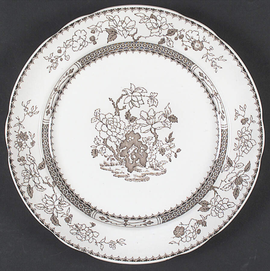 Chinese Rose Brown (Scalloped) Dinner Plate by Spode-1
