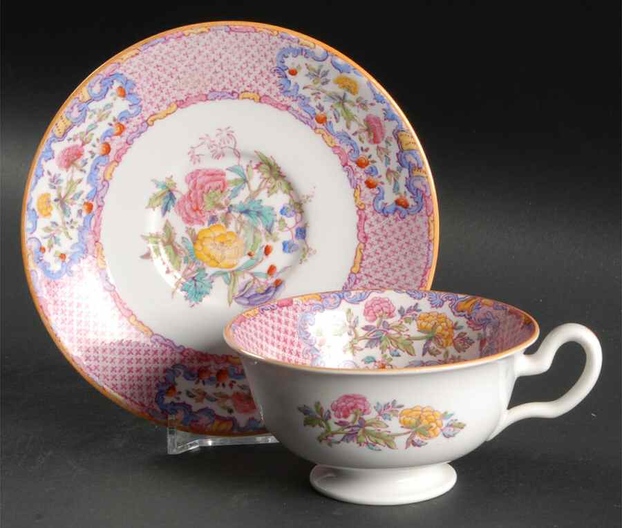 China Rose (Smooth) Footed Cup & Saucer Set by Spode-1