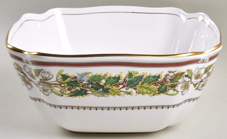 Christmas Rose 9" Square Salad Serving Bowl by Spode-1