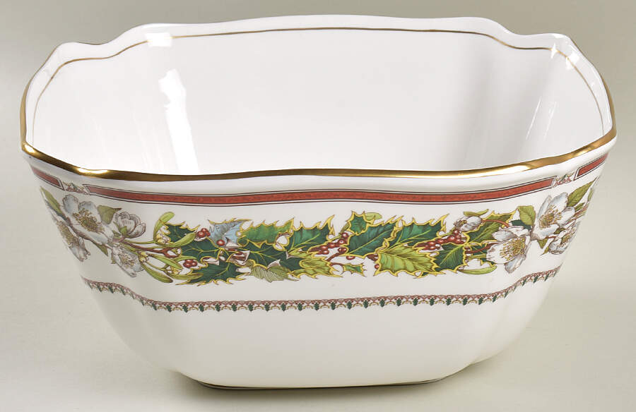 Christmas Rose 10" Square Salad Serving Bowl by Spode-1