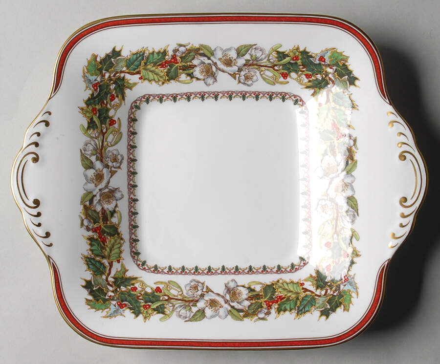 Christmas Rose Square Handled Cake Plate by Spode-1