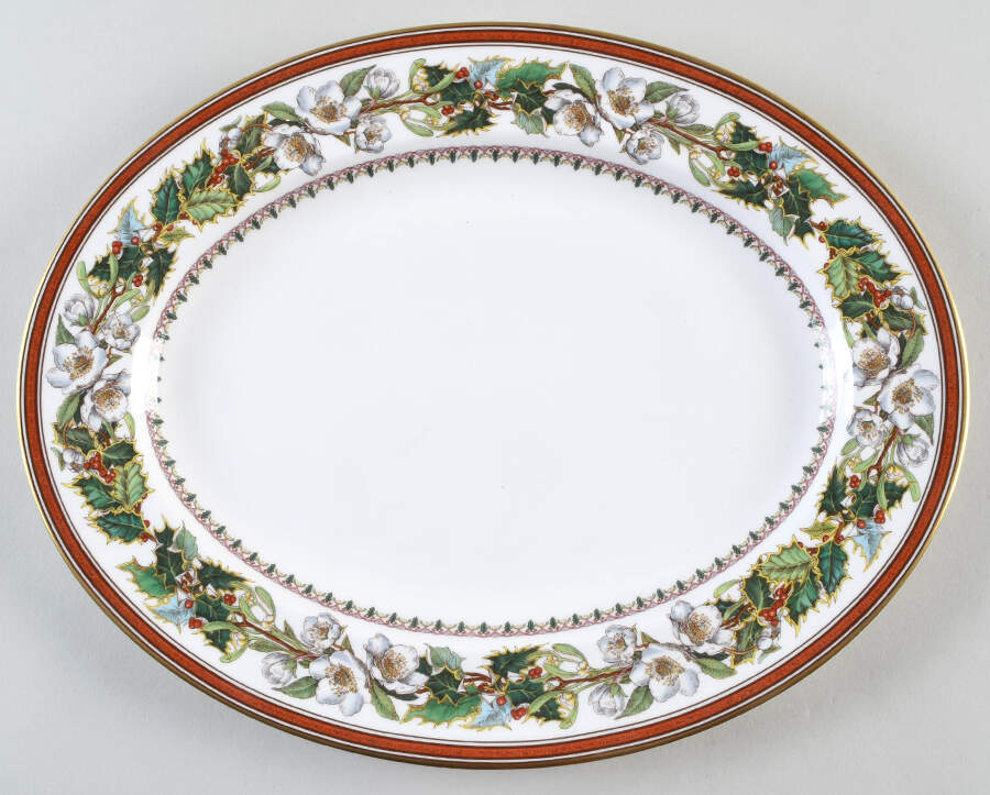 Christmas Rose 13" Oval Serving Platter by Spode-1