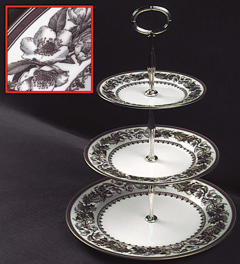 Christmas Rose 13 7/8"-14 1/4" 3-Tiered Serving Tray(DP,SP,BB) HC by Spode-1