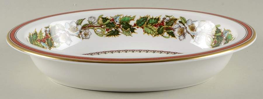 Christmas Rose 9" Oval Vegetable Bowl by Spode-1