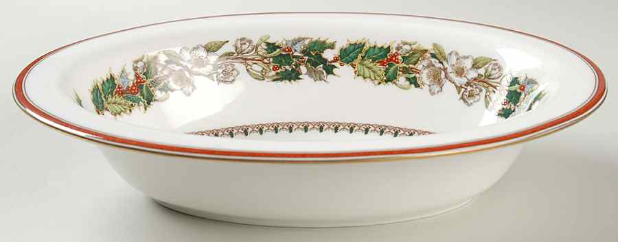 Christmas Rose 10" Oval Vegetable Bowl by Spode-1