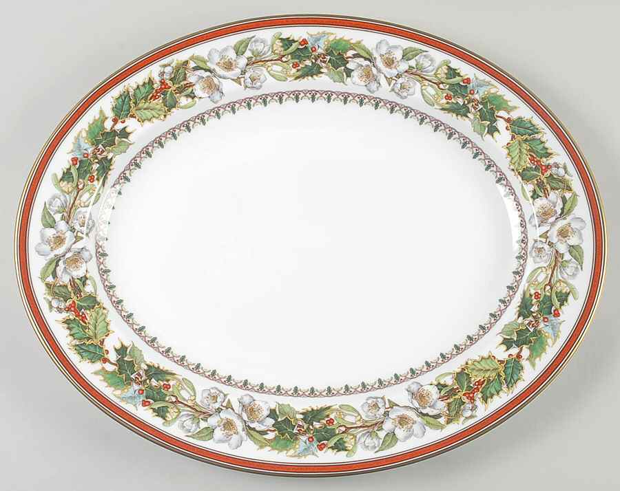 Christmas Rose 16" Oval Serving Platter by Spode-1