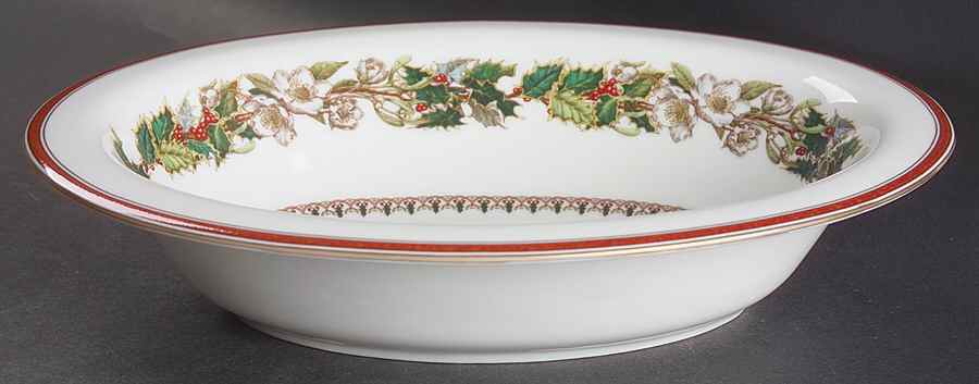 Christmas Rose 10" Oval Vegetable Bowl by Spode-1