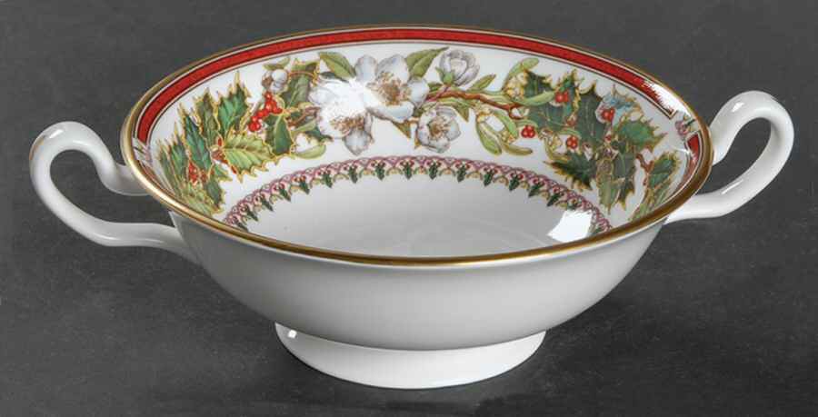 Christmas Rose Footed Cream Soup Bowl by Spode-1