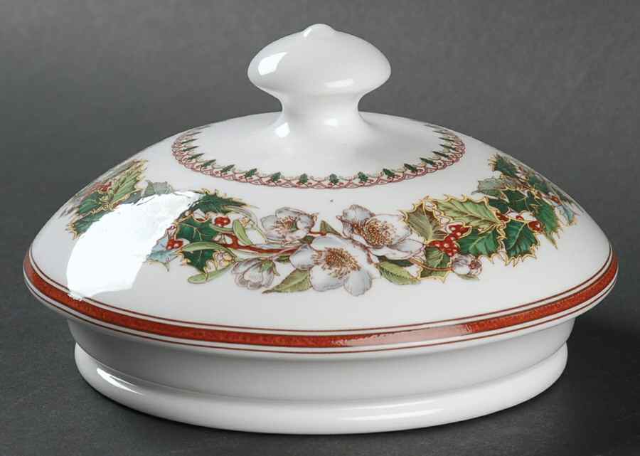 Christmas Rose Lid for Cookie Jar by Spode-1